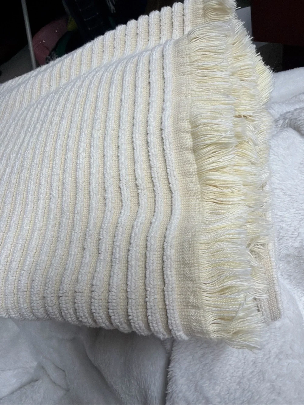 BIANCA Cream Ribbed 100% Cotton bath towel 26.5”x 54” luxurious